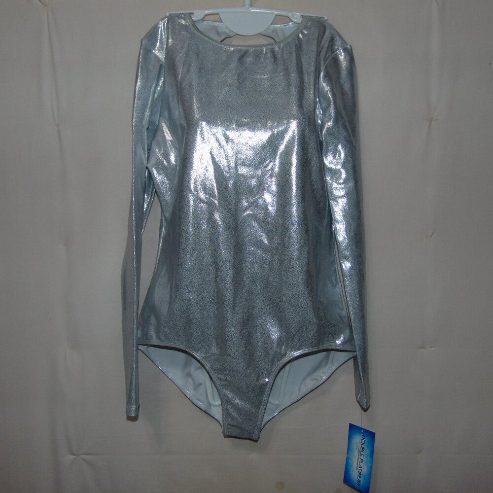 Double Platinum Silver Long Sleeve Leotard NWT XL